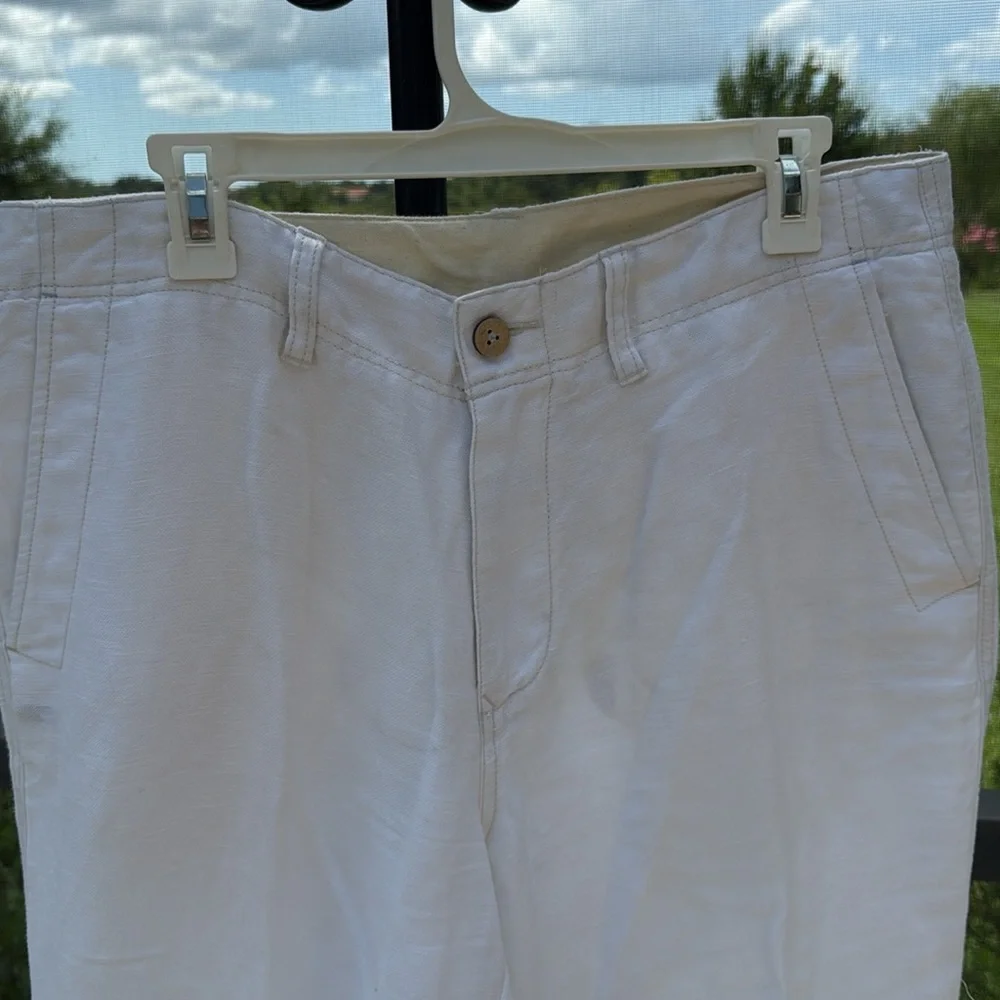 Tommy Bahama White/Off White linen Blend Summer Pants  34x34” nwot